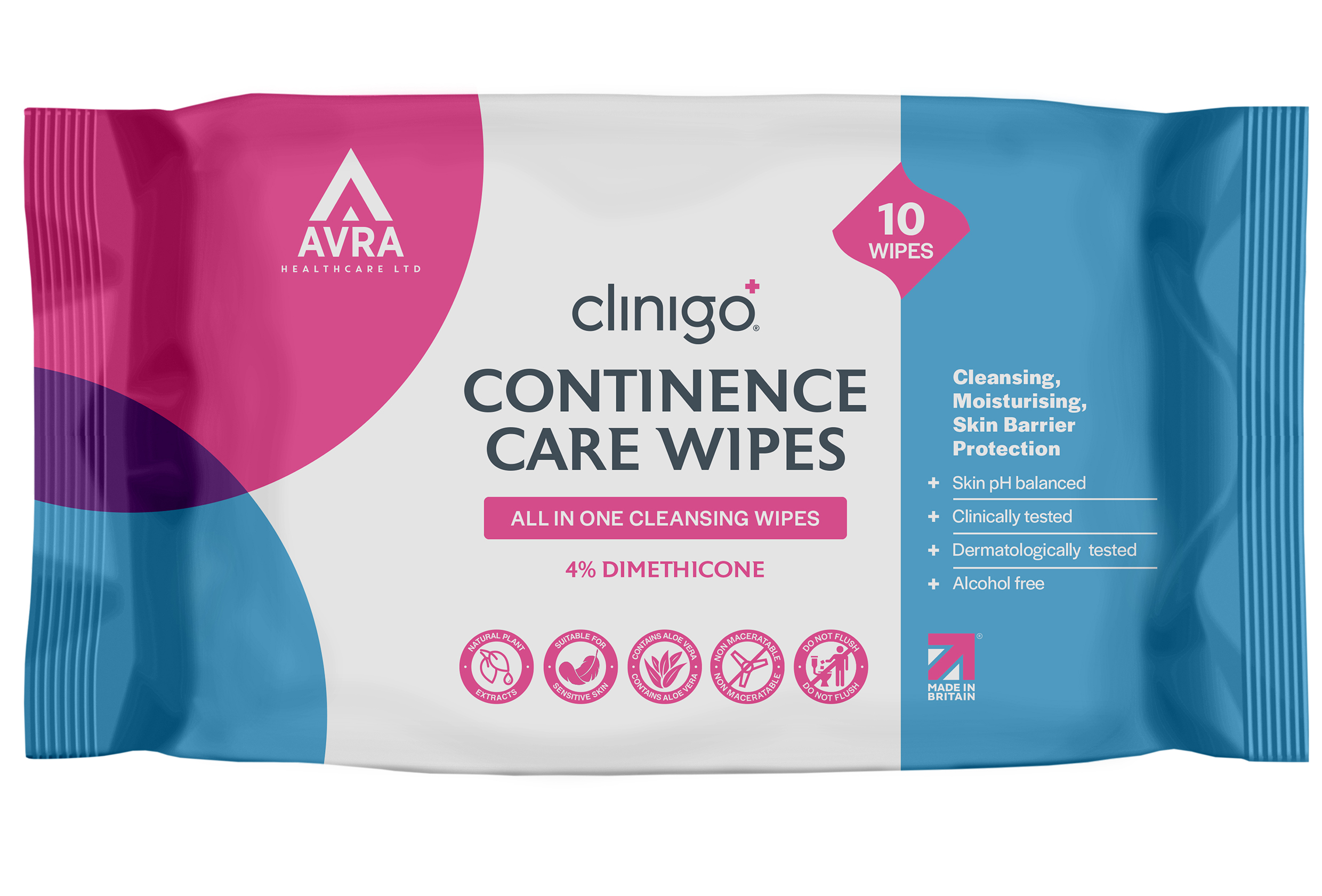Clinigo Continence Care Wipes 10 soft pack